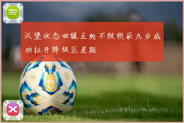 汉堡状态回暖五轮不败斩获九分成功拉开降级区差距